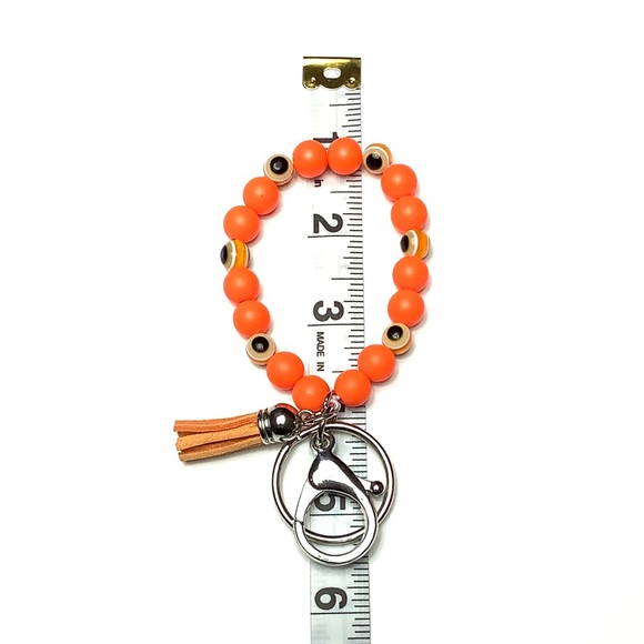 Evil Eye Stretch Bead Tassel Keychain Bracelet - Picture 5 of 8